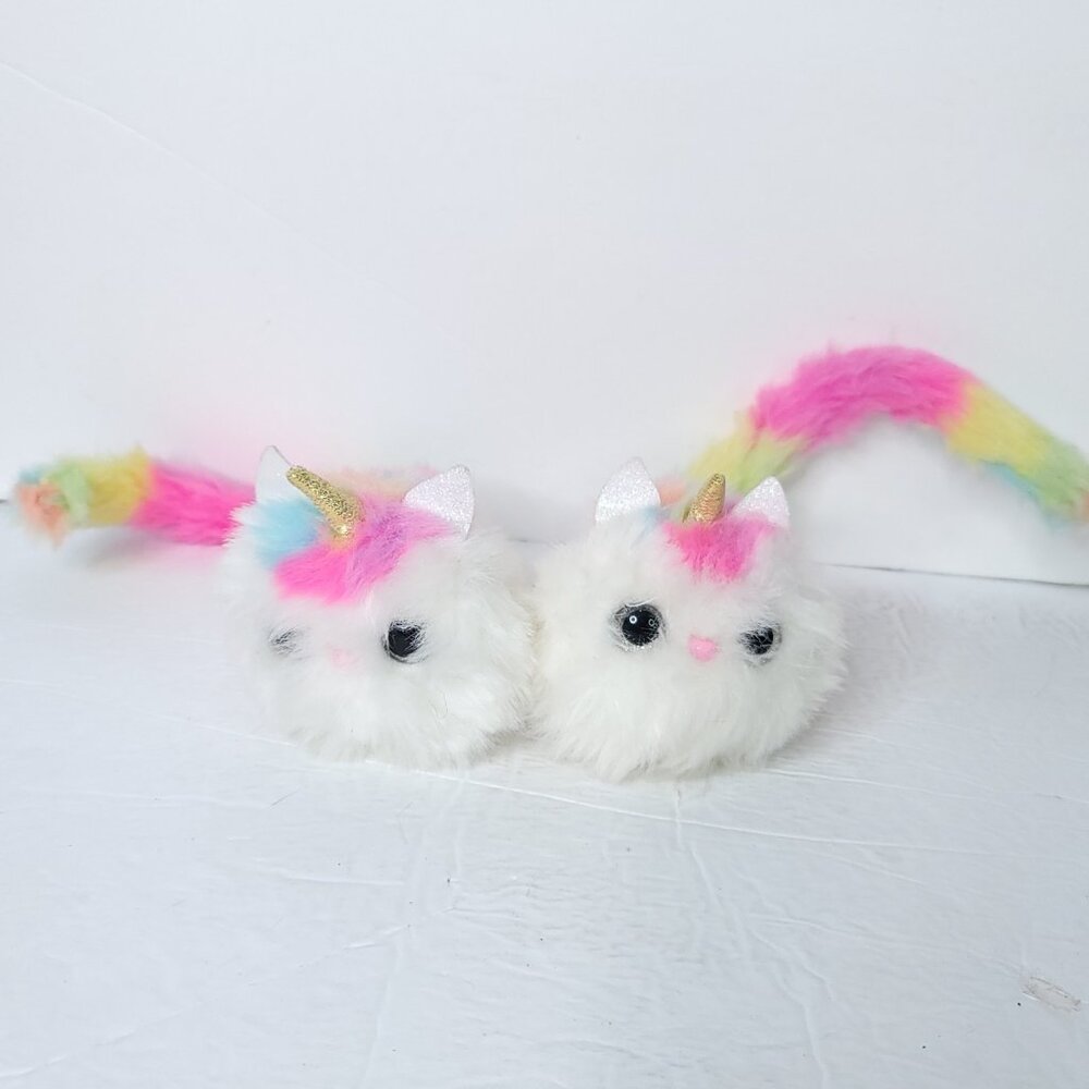 Lot of 2 Pomsies Unicorn Interactive Wearable Plush Stuffed Animals Toys Works
